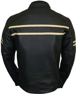 Chaqueta de cuero de moto de piel de oveja auténtica ajustada a la moda nueva de alta calidad para hombres para ciclistas curtidos procesados - Product Image 2