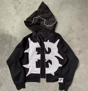 เสื้อฮู้ดดี้แบบสวม Unisex ปักโลโก้ตามสั่ง ประดับคริสตัลทั่วตัว ระบายอากาศ กันลม ผลิตจากโพลีเอสเตอร์ 100% สำหรับฤดูหนาว - Product Image 2