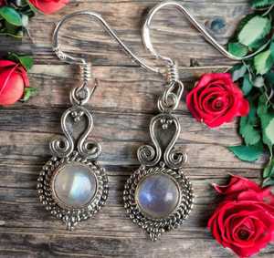 Rainbow Moonstone <b>Sterling</b> <b>Silver</b> <b>Stud</b> Earrings Gold Plated Cute Elegant Gift for Women Boho Style Party - Product Image 6