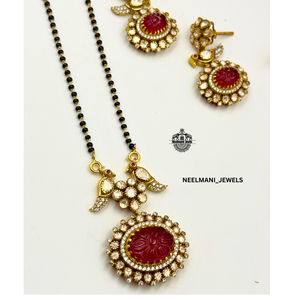 Joyería Coleccionable Cultural con Diseño MANGAL SUTRA de Pájaro de Rubí en Plata 925 - Product Image 1