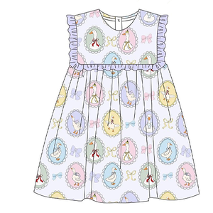 2026 nuovo Design all'ingrosso di <span class=keywords><strong>abbigliamento</strong></span> per ragazze con stampa d'oca con volant senza maniche leggings per bambini vestiti estivi per bambini - Product Image 4