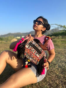 Nouvel arrivage de sacs en coton pour femmes Rajasthani véritable fait à la main Tribal Multi couleur Boho Hippie daim cuir frange gland Banjara - Product Image 6