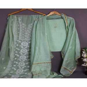 Conjunto de Ropa Tradicional Elegante para Mujer, Estilo Chikankari, Color Menta - Product Image 1