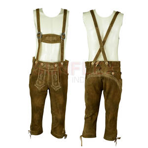 Lederhosen กระโปรงยาวถึงเข่าแบบบาวาเรียหนังกลับแบบสั่งทำหนังแพะยาวปานกลางแห้งเร็วสีทึบกันลมแบบพรีเมียม - Product Image 1
