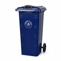 Poubelle extérieure en acier galvanisé avec couvercle et roues, conteneur à déchets métallique industriel commercial 100L