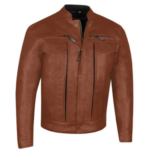 High Quality Breathable <b>Plus</b> <b>Size</b> Zipper Front <b>Biker</b> Leather <b>Jacket</b> for Men Soft Inner Lining Safety Comfort Reinforced - Product Image 3