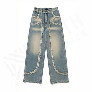 <b>Men's</b> <b>Loose</b> Printed Street Style Straight Jeans Wholesale Manufacturers Factory Customized Casual Wide Customized Color <b>Trousers</b> - Product Image 1