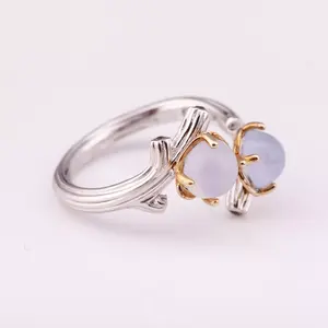 โรเดียมชุบเงิน925แหวนปรับธรรมชาติ Chalcedony คุณภาพสูงจากประเทศไทยผู้ผลิต - Product Image 2