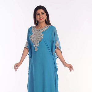 Caftanes islámicos Georgette bordados Phirozy con trabajo Zari - Product Image 1