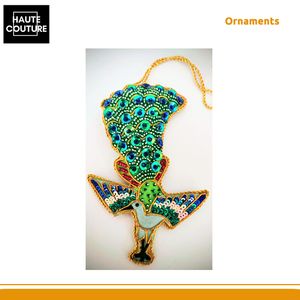Export-Quality Hand Embroidered 12cm Long Flying <b>Peacock</b> Shape - Festive Hanging <b>Ornament</b> with Custom Options at Low Price - Product Image 5