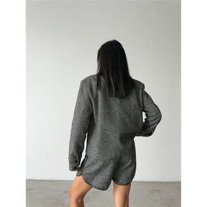 Veste en cachemire à fermeture éclair pour l'automne, motif chevrons, courte, noire - Product Image 5