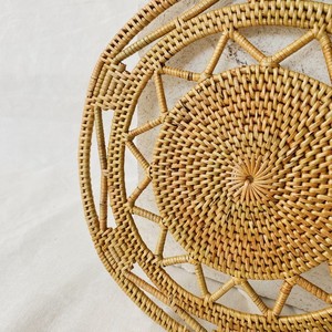 Super Offre Spéciale pas cher prix bas quantité minimale de commande fait à la main motif rond mangé napperons-petit rotin, forme ovale, marron rustique décoration de la maison - Product Image 6