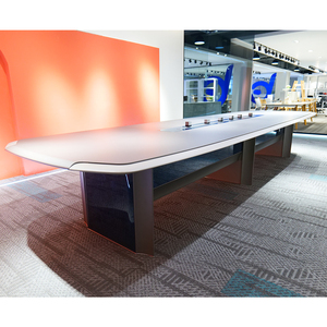Modern Luxury Grey Executive Office <b>Desk</b> Modular Wooden Boardroom Meeting Table Large Customized 8 10 12 20 Seater Panel Confere - Product Image 5
