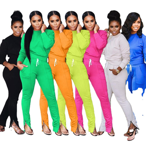 Survêtements de sport pour femmes, personnalisés, en molleton français uni, respirants, col montant, sweat-shirts et pantalons de survêtement, entraînement, jogging - Product Image 2