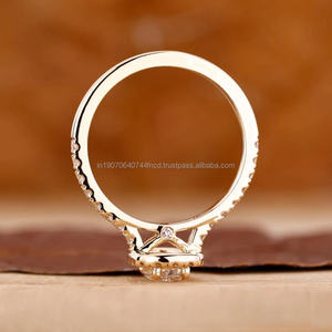 สง่างามได้รับการรับรองจาก VVS E จากรังสีจากการเจียระไนเพชรฮาโลแหวนหมั้นแหวนแต่งงาน10K 14K 18K ชุบทองทันสมัยสำหรับผู้หญิง - Product Image 5