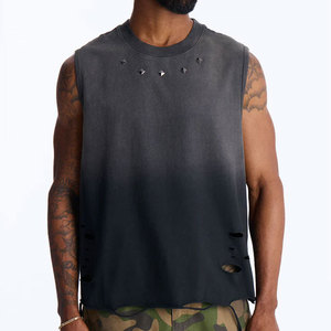 Design <b>Distressed</b> Custom Boxy Cropped Fashionable Tank <b>Top</b> Men's Summer New Arrival Acid Washed Custom Color Streetwear Jersey - Product Image 4
