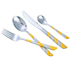Stainless Steel Set Of 4 Flatware In Kitchenware Tabletop Cafe Home 2 Color Coated Cutlery <b>Plain</b> Handle Standard Quality - Product Image 5