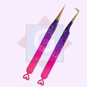 Pinzas de extensión de pestañas de precisión Punta de fibra Pinzas de acero inoxidable de 90 grados para uso en cejas - Product Image 2