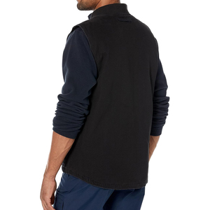 Chaleco de encaje vaquero de 8 bolsillos negro de alto rendimiento para hombre, chaleco de lona de cuero PU, chaquetas, chalecos transpirables - Product Image 5