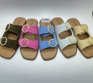 Đẹp Lady Giày Gót phẳng thiết kế mới trượt trên đôi Khóa da phụ nữ ăn mặc Sandal giản dị mùa hè ánh sáng mùa đông Sandal OEM - Product Image 5