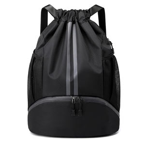 Bolsa con cordón de logotipo personalizado promocional, Mochila deportiva de poliéster, bolsas de gimnasio de nailon con cordón y bolsillo con cremallera - Product Image 1