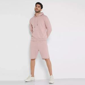 Chándal de algodón con capucha para hombre, conjunto de sudadera y pantalones cortos para correr - Product Image 1