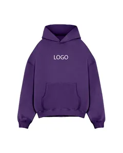 Men's Purple Hooded Sweatshirt Oversized Fit Solid <b>Colour</b> Casual Fleece Hoodie With Front Pocket Autumn Wear 2027 - Product Image 1