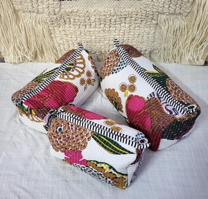 Ensemble de trousses de voyage vintage en coton matelassé, écologiques, résistantes à l'eau, fermeture éclair, design personnalisable, tailles petite/moyenne/grande - Product Image 4