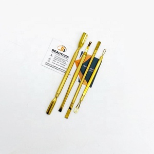 Gold plated high quality stainless steel nail cuticle pusher triangle double end cuticle pusher remover