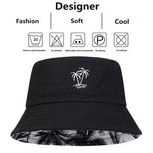 Chapeaux de pêcheurs unisexes à double face brodés de cocotiers pour l'extérieur, décontractés, crème solaire, sports cirés. - Product Image 6