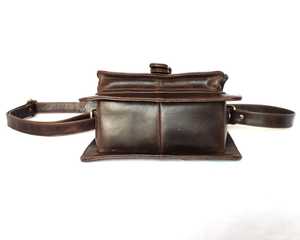 Manufacturer Vintage Rustic Leather <b>Sling</b> Bag Adjustable Shoulder Strap Spacious Interior Magnetic Flap Button Fashionable for - Product Image 3