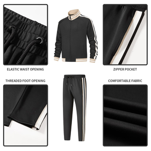 Survêtement à fermeture éclair pour hommes, noir et couleur de peau, col montant, polaire en polyester, 100%, survêtement sport à fermeture éclair de haute qualité pour hommes, meilleure vente - Product Image 4