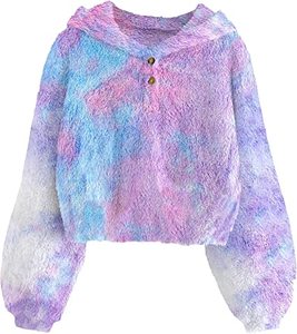Sudadera con capucha de lana con tinte de corbata bonita de moda para niñas Jersey de algodón de estilo de invierno con capucha y diseño de impresión - Product Image 5