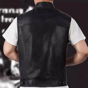 Gilet en cuir pour homme en peau de mouton de qualité supérieure OEM, design décontracté, veste en cuir véritable, nouveau gilet hip-hop en gros pour homme - Product Image 3
