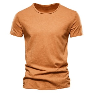 Camiseta de algodón 100% para hombre, camisetas finas de verano suaves informales para Fitness, ropa de casa para hombre, camiseta sólida de manga corta con cuello redondo para hombre - Product Image 2