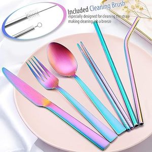 Colorato della Cina fabbrica all'ingrosso oro placcato argento acciaio inossidabile ecologico piatto cucchiaio forchetta e coltello posate Set - Product Image 3