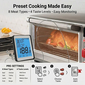 Thermomètre de <span class=keywords><strong>cuisson</strong></span> numérique avec alarme vocale personnalisée, fonction max/min pour usage OEM en cuisine et barbecue - Product Image 3