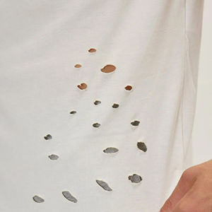 Cuello redondo Moda Logotipo personalizado Hombres Camisetas sueltas 100% Algodón Desgastado Casual Manga corta 100% algodón Camisetas de angustia - Product Image 4