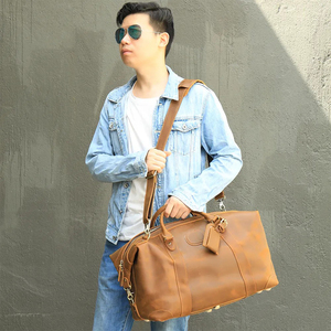 Sac de voyage personnalisable en cuir véritable, grande capacité, imperméable, surdimensionné, pour week-end ou nuitée - Product Image 6