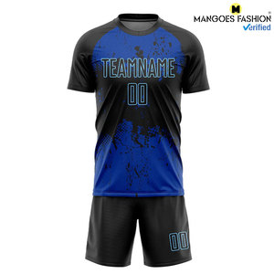 Uniformes d'équipe Maillot d'uniforme de football à sublimation royale noir personnalisé de qualité supérieure: lavable en machine, séchage par culbutage de qualité importée - Product Image 3