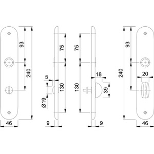 Manijas para Puertas y Ventanas HOPPE Long Shield Par 273P F1 Color Natural 78 mm SK/OL - Product Image 3