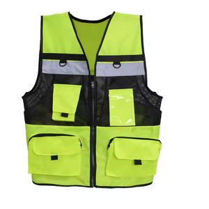Vente en gros Classe 2 Haute Visibilité Respirant Crossing Multi Poches Réfléchissant Jaune Gilet de Sécurité en Maille pour Hommes - Product Image 1