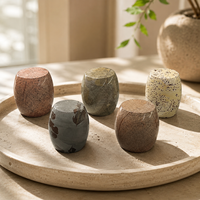 Tabouret rond en cristal naturel sculpté à la main, petit ornement décoratif en pierre polie, mini figurine pour la maison ou le bureau