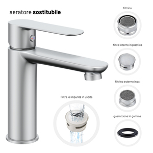 Pop serie in ottone lavabo miscelatore rubinetto con rifiuti Click-Clack varie finiture e spazzolato Color nichel per bagno e doccia rubinetti - Product Image 3