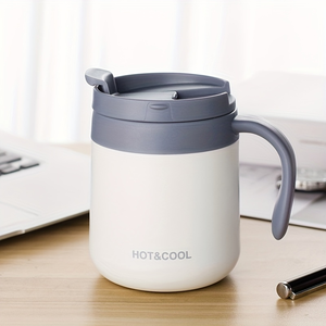 350ml 500ml Stainless Steel Insulated Coffee Mug with Handle Flip Lid <b>Double</b> <b>Wall</b> Travel Tea Cup Custom Logo - Product Image 1