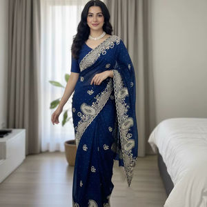 Nouvelle collection de sarees en soie riche et élégante avec broderie de designer, saree très vendu - Product Image 1