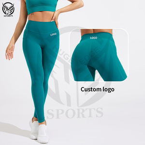 Leggings de sport taille haute unis pour femme, effet froncé aux fesses, coupe en V, pour yoga et fitness, séchage rapide, grandes tailles, vente en gros - Product Image 5