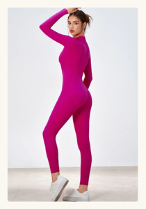 ชุดจัมพ์สูทสำหรับผู้หญิงชุดจั๊มสูทแบบชิ้นเดียวชุดจั๊มสูทแขนยาวสีพื้นโลโก้ตามสั่ง - Product Image 2