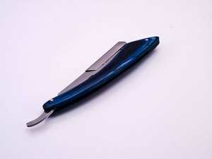 Rasoir de barbier à lame droite en acier inoxydable personnalisable avec manche en bois Pakka disponible - Product Image 2