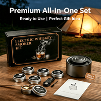 Kit de fumage pour boissons de bar à domicile, infuseur de fumée électrique portable, pack d'accessoires complet pour la création d'arômes de cocktails et de whisky